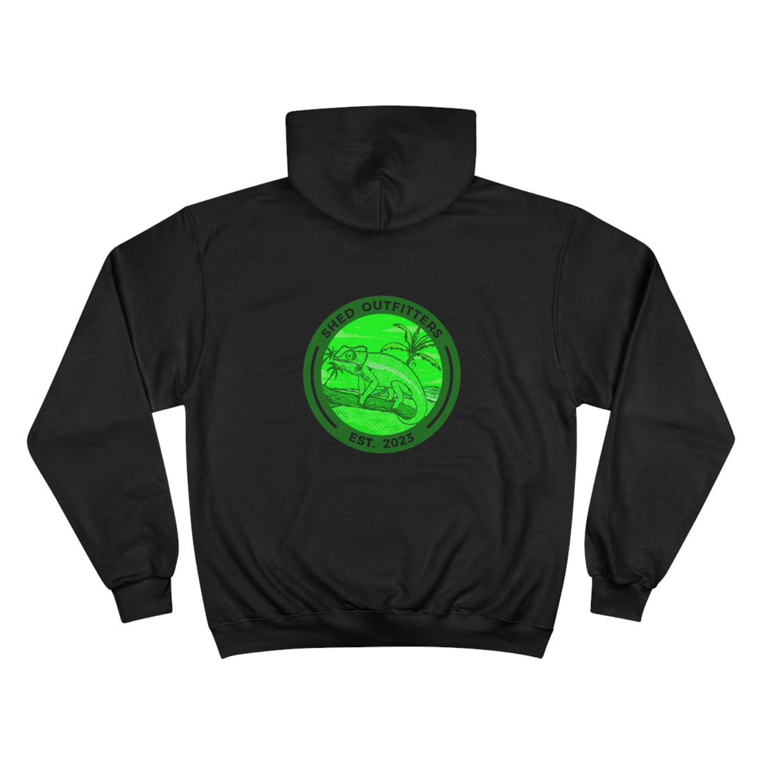 Shed Outfitters Green Chameleon Logo Hoodie, Chameleon, Reptile, Hoodie